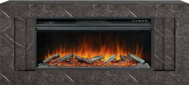 Каминокомплект Line 42 SFT Stone Touch - Серый мрамор с очагом Vision 42 LOG LED