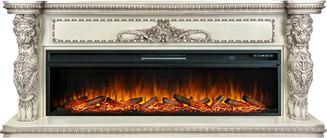 Каминокомплект Windsor 60 - Слоновая кость с темной патиной с очагом Vision 60 LOG LED